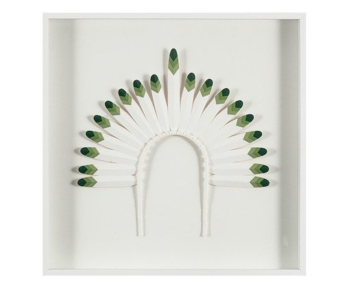 Quadro com Vidro Cocar Verde e Branco, Multicolorido | WestwingNow