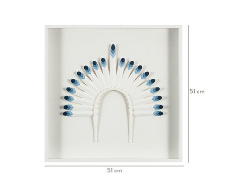 Quadro com Vidro Cocar Azul e Branco - 51x51cm | Westwing