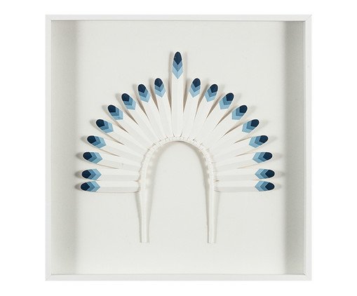 Quadro com Vidro Cocar Azul e Branco - 51x51cm, Multicolorido | WestwingNow