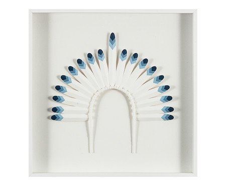 Quadro com Vidro Cocar Azul e Branco - 51x51cm | Westwing