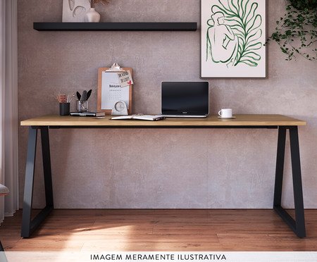 Mesa Escrivaninha Concept Home Office Nogal Sevilha - Preto | Westwing