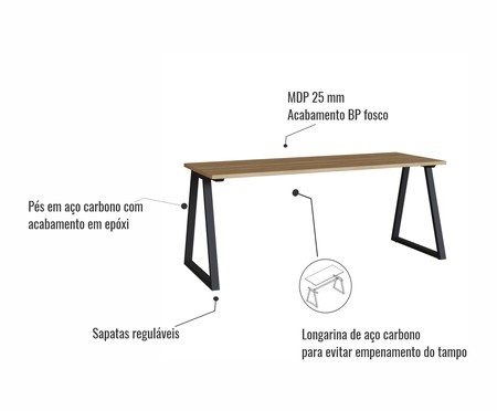 Mesa Escrivaninha Gaveteiro  Concept Home Office Nogal - Preto | Westwing