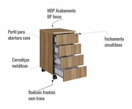 Mesa Escrivaninha Gaveteiro  Concept Home Office Nogal - Preto | Westwing
