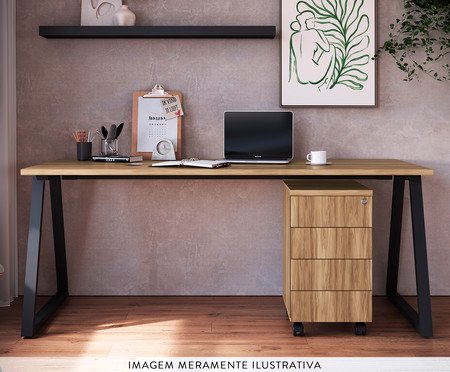 Mesa Escrivaninha Gaveteiro  Concept Home Office Nogal - Preto | Westwing