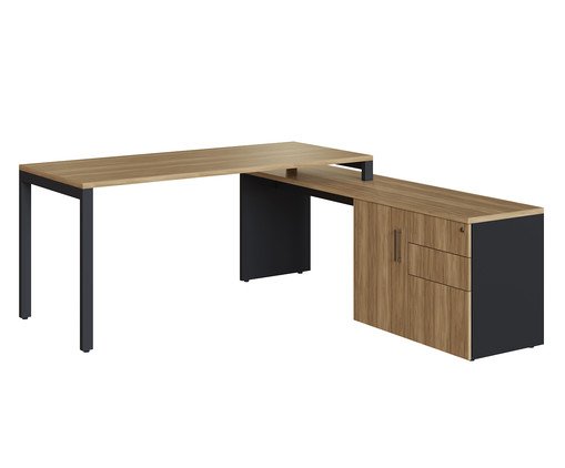 Conjunto Mesa Escritório e Balcão - Preto, wood pattern | WestwingNow