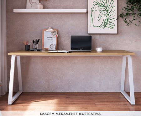 Mesa Escrivaninha Concept Home Office Nogal Sevilha - Branco | Westwing