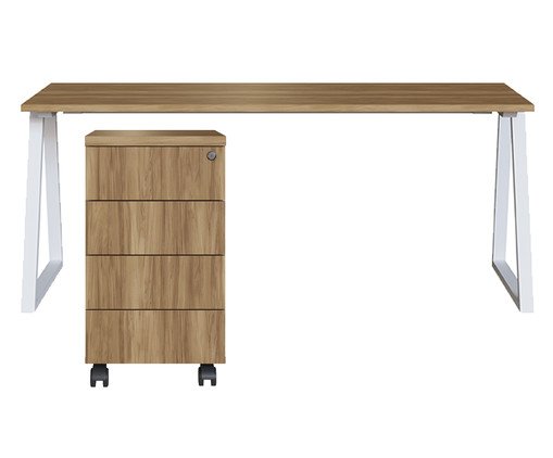 Mesa Escrivaninha Gaveteiro  Concept Home Office Nogal -Branco, wood pattern | WestwingNow