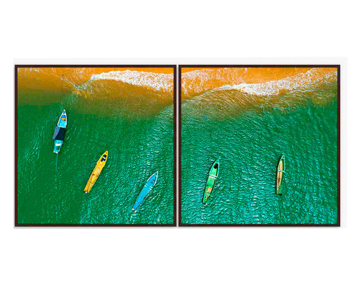 Quadro com Vidro Paisagem Mar e Navegação Phoebe - 93x93, colorido | WestwingNow