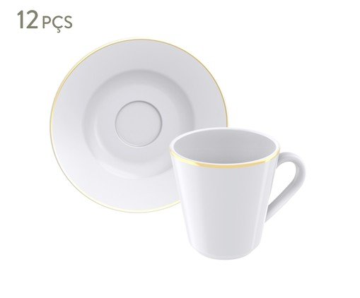 Jogo de Xícaras para Café com Filete Dourado Elisa, Branco | WestwingNow