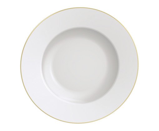 Prato para Sobremesa com Filete Dourado Elisa, Branco | WestwingNow