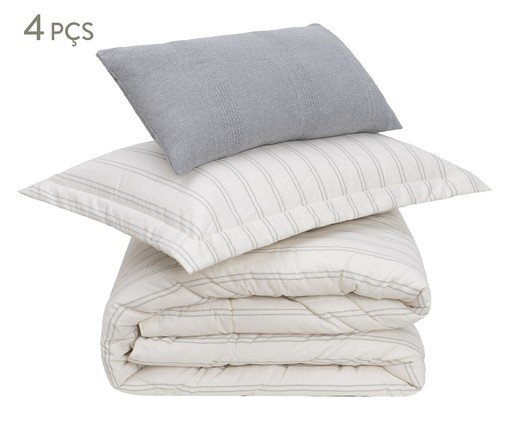 Jogo de Cobre-Leito Napoli Areia e Listras Cinza, multicolor | WestwingNow