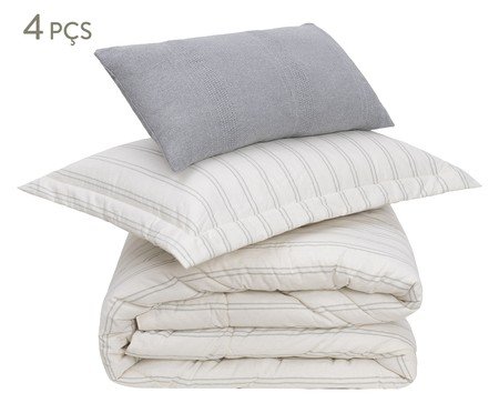 Jogo de Cobre-Leito Napoli Areia e Listras Cinza | Westwing