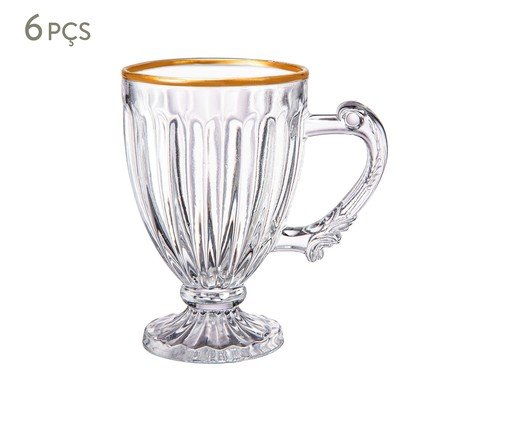 Jogo de Xícaras para Chá com Borda Dourada Coffe, transparente | WestwingNow