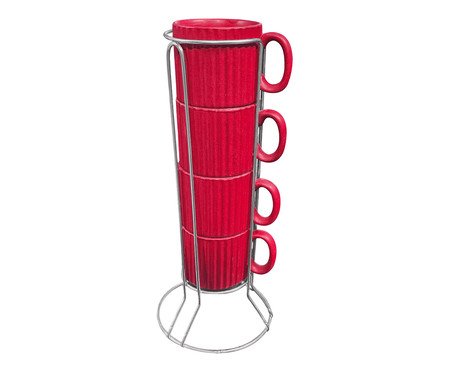 Jogo de Xícaras para Café Striatto Vermelho | Westwing