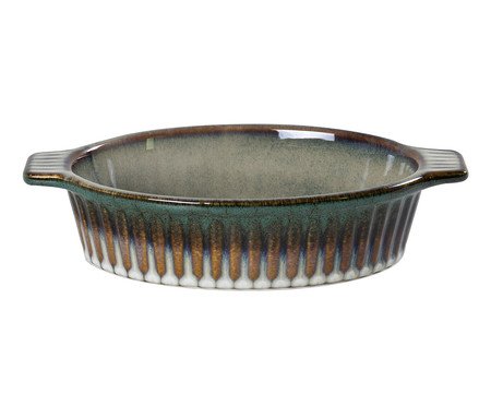 Travessa Oval com Alça Mist Verde Degrade | Westwing