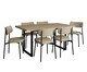 Mesa de Jantar Yon R - 4 Cadeiras Alloa - Areia, Off White | WestwingNow