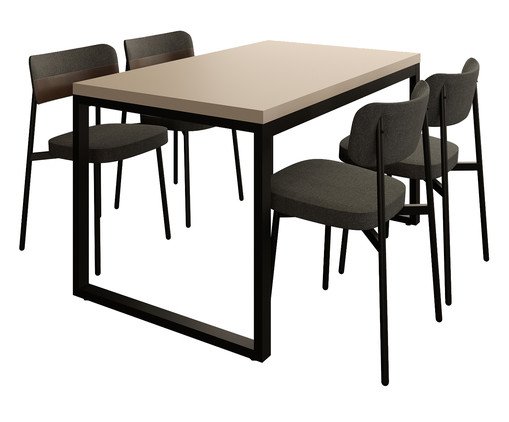 Mesa de Jantar Yon R - 4 Cadeiras Alloa - Grafite, grey | WestwingNow