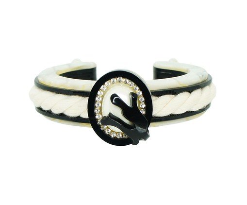 Bracelete Cordão Coral e Pérola Preto, Preto | WestwingNow