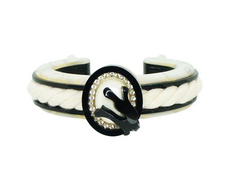 Bracelete Cordão Coral e Pérola Preto