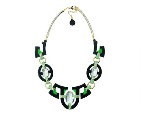 Colar Plastron Pedra Oval Verde