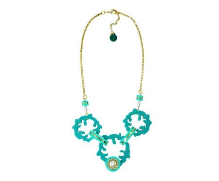 Colar Argola Coral Verde Turquesa