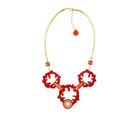 Colar Argola Coral Vermelho