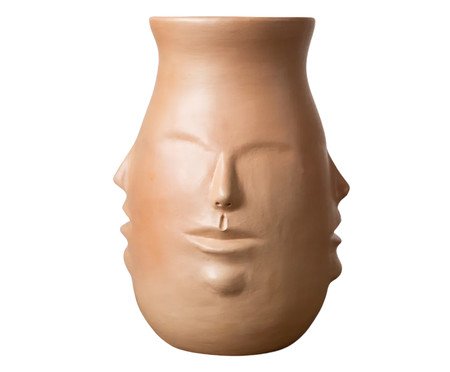 Vaso Pequeno Faces Cerâmica Jequitinhonha Bege