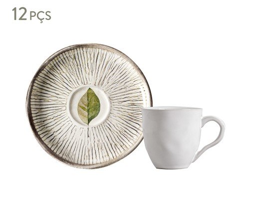 Jogo de Xícaras para Café Bio Evergreen Floral, Branco | WestwingNow