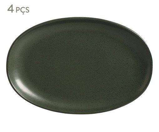 Jogo de Travessas Oval Orgânico Greenery Verde, Preto | WestwingNow