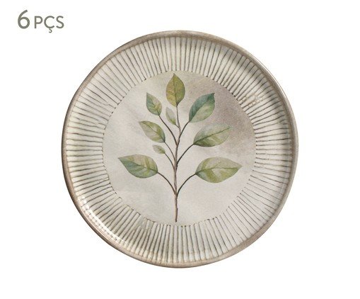 Jogo de Pratos para Sobremesa Bio Evergreen Floral, Bege | WestwingNow