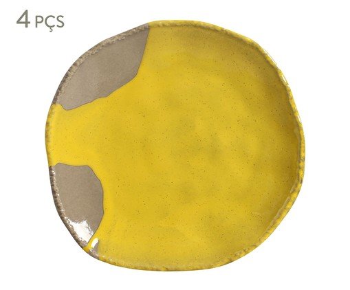Jogo de Pratos Raso Orgânico Eco Stone Cerrado Amarelo, Amarelo | WestwingNow