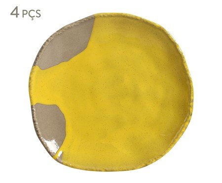 Jogo de Pratos Raso Orgânico Eco Stone Cerrado Amarelo | Westwing