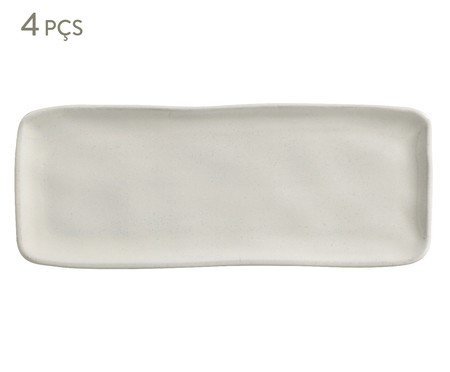 Jogo de Travessas Retangular Pequena Orgânico Glam Branco | Westwing