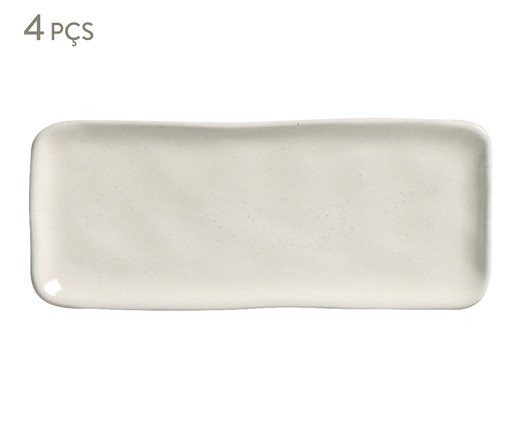 Jogo de Travessas Retangular Pequena Orgânico Glam Branco, Branco | WestwingNow