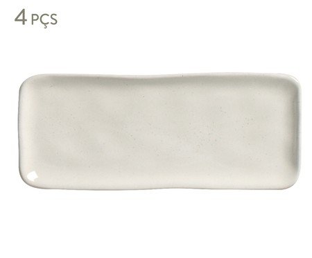 Jogo de Travessas Retangular Pequena Orgânico Glam Branco