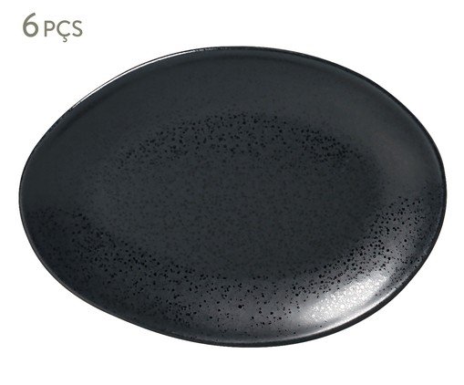 Jogo de Pratos para Sobremesa Oval Orgânico Eclipse Preto, Preto | WestwingNow