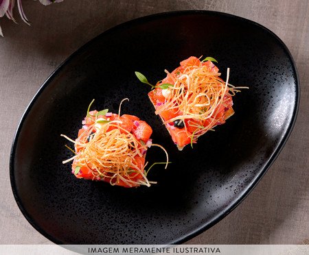 Jogo de Pratos para Sobremesa Oval Orgânico Eclipse Preto | Westwing