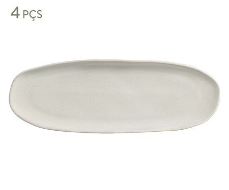 Jogo de Travessas Oval Rasa Orgânico Glam Branco