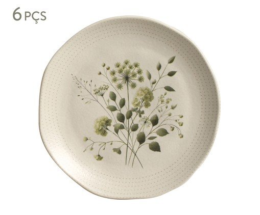 Jogo de Pratos para Sobremesa Orgânico Ammi Floral, Bege | WestwingNow