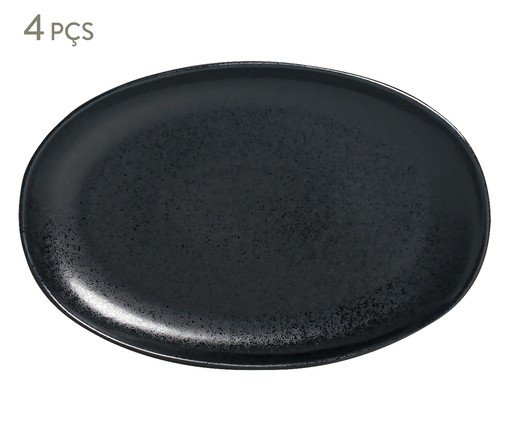 Jogo de Travessas Oval Orgânico Eclipse Preto, Preto | WestwingNow