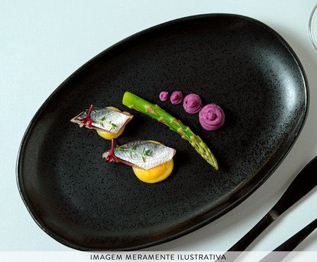 Jogo de Travessas Oval Orgânico Eclipse Preto | Westwing