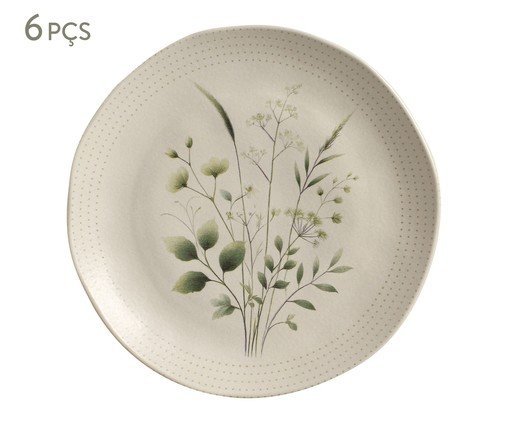 Jogo de Pratos Raso Orgânico Ammi Floral, Bege | WestwingNow