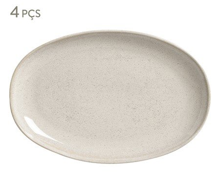 Jogo de Travessas Oval Orgânico Latte Cru | Westwing