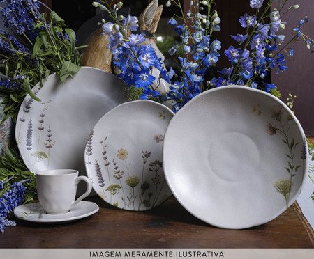 Jogo de Pratos Fundo Orgânico Lavanda Floral | Westwing