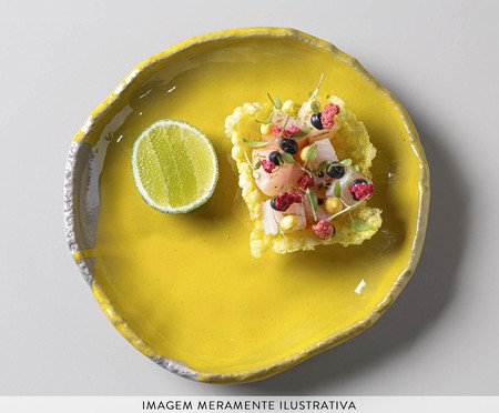 Jogo de Pratos para Sobremesa Eco Stone Cerrado Amarelo | Westwing