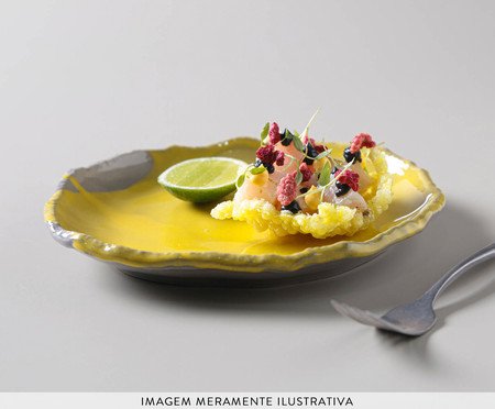 Jogo de Pratos para Sobremesa Eco Stone Cerrado Amarelo | Westwing