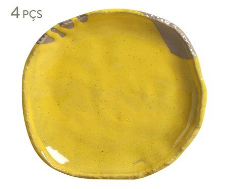 Jogo de Pratos para Sobremesa Eco Stone Cerrado Amarelo | Westwing