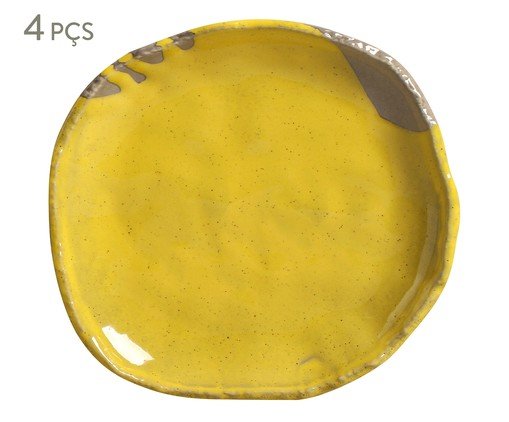 Jogo de Pratos para Sobremesa Eco Stone Cerrado Amarelo, Amarelo | WestwingNow