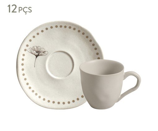 Jogo de Xícaras para Café Orgânico Amana Floral, Bege | WestwingNow