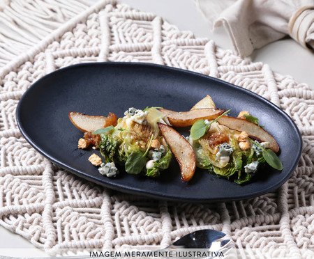 Jogo de Travessas Oval Orgânico Preto Matte Preto | Westwing